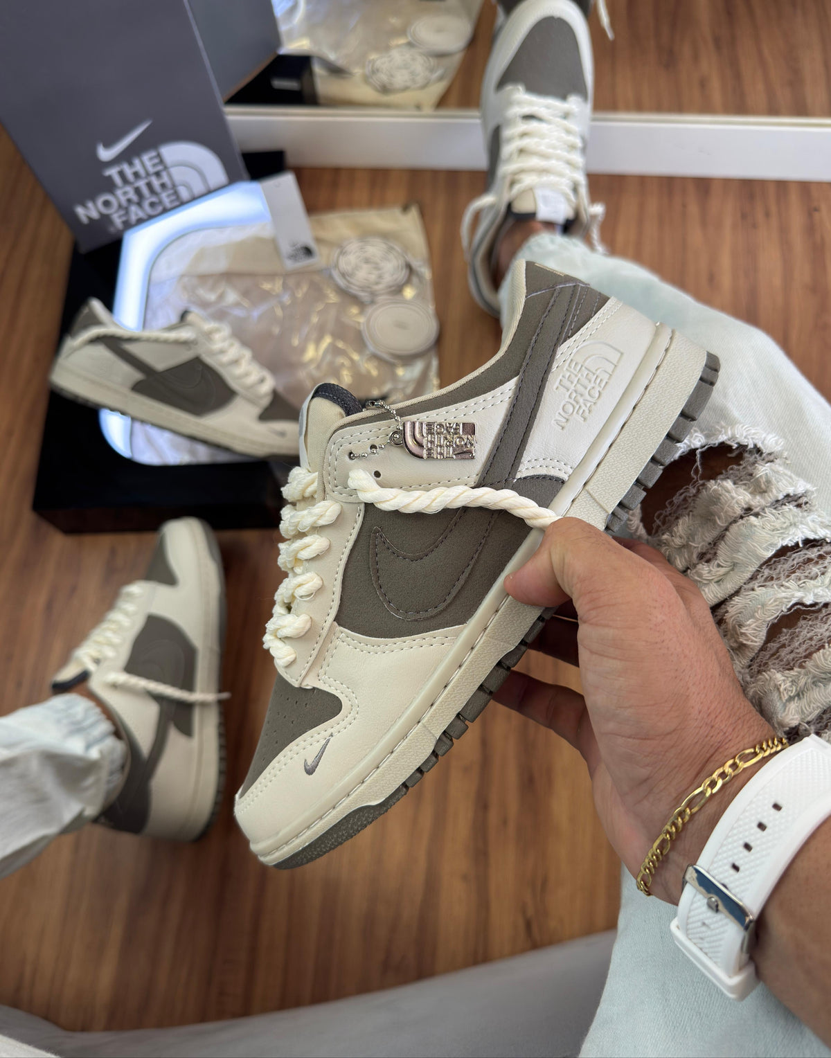 Nike Dunk Low North Face "Sand and Grey"